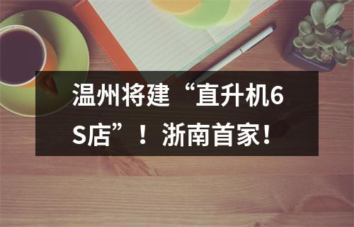 温州将建“直升机6S店”！浙南首家！