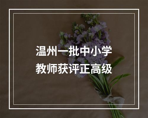 温州一批中小学教师获评正高级