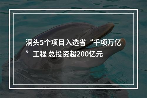 洞头5个项目入选省“千项万亿”工程 总投资超200亿元