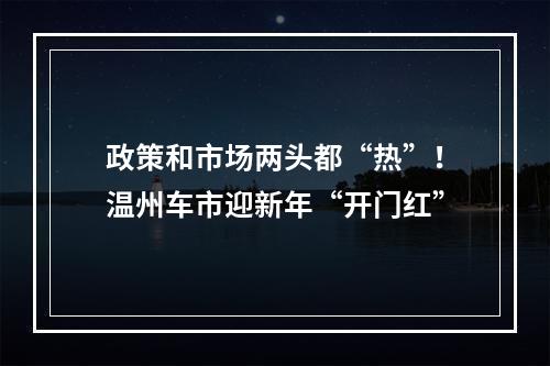 政策和市场两头都“热”！温州车市迎新年“开门红”