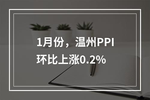 1月份，温州PPI环比上涨0.2%