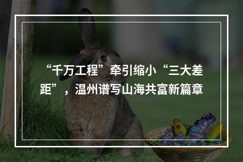 “千万工程”牵引缩小“三大差距”，温州谱写山海共富新篇章