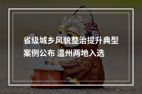 省级城乡风貌整治提升典型案例公布 温州两地入选