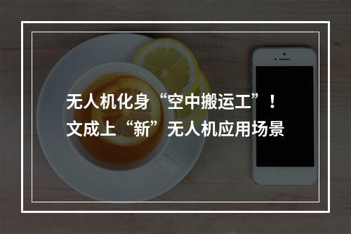 无人机化身“空中搬运工”！文成上“新”无人机应用场景