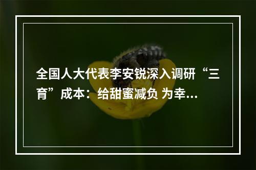 全国人大代表李安锐深入调研“三育”成本：给甜蜜减负 为幸福加分