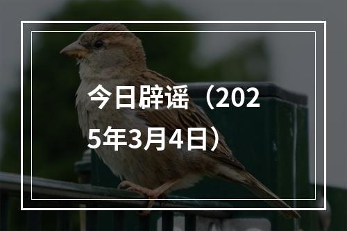 今日辟谣（2025年3月4日）