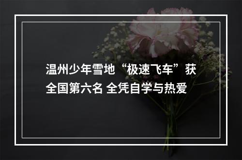 温州少年雪地“极速飞车”获全国第六名 全凭自学与热爱