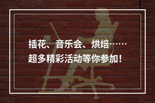 插花、音乐会、烘焙……超多精彩活动等你参加！