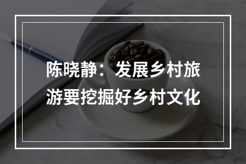 陈晓静：发展乡村旅游要挖掘好乡村文化