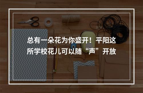 总有一朵花为你盛开！平阳这所学校花儿可以随“声”开放