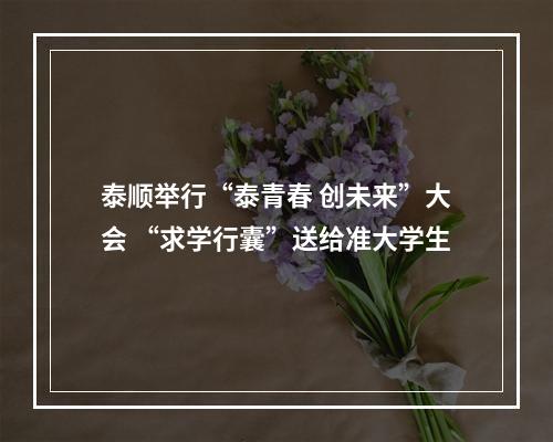 泰顺举行“泰青春 创未来”大会 “求学行囊”送给准大学生
