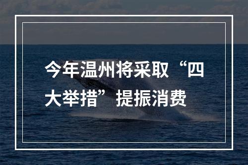 今年温州将采取“四大举措”提振消费