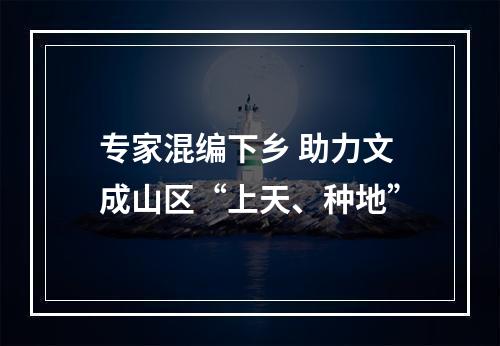 专家混编下乡 助力文成山区“上天、种地”