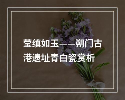莹缜如玉——朔门古港遗址青白瓷赏析