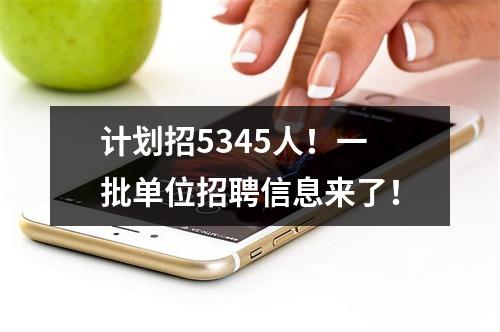 计划招5345人！一批单位招聘信息来了！
