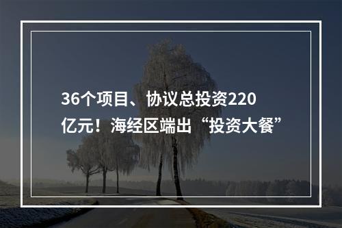 36个项目、协议总投资220亿元！海经区端出“投资大餐”