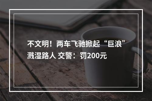 不文明！两车飞驰掀起“巨浪”溅湿路人 交警：罚200元