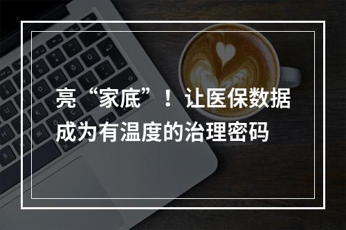 亮“家底”！让医保数据成为有温度的治理密码