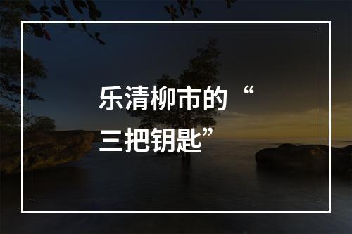 乐清柳市的“三把钥匙”