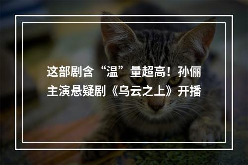 这部剧含“温”量超高！孙俪主演悬疑剧《乌云之上》开播