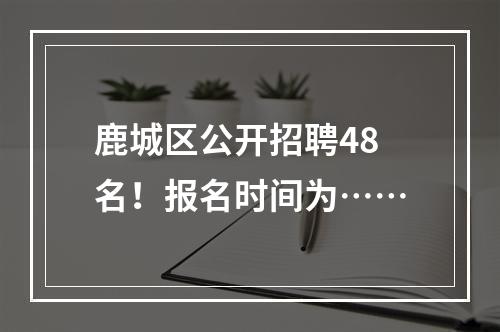鹿城区公开招聘48名！报名时间为……