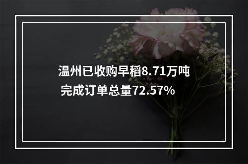 温州已收购早稻8.71万吨 完成订单总量72.57%