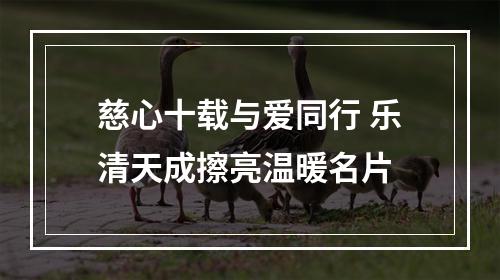 慈心十载与爱同行 乐清天成擦亮温暖名片