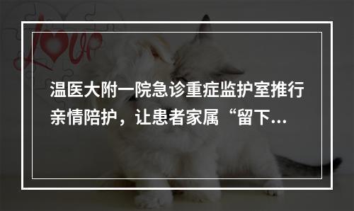 温医大附一院急诊重症监护室推行亲情陪护，让患者家属“留下来”