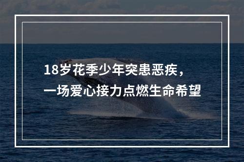 18岁花季少年突患恶疾，一场爱心接力点燃生命希望