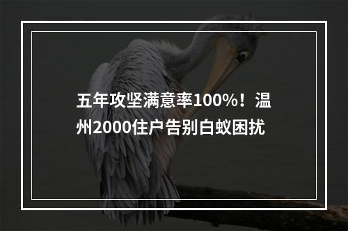 五年攻坚满意率100%！温州2000住户告别白蚁困扰