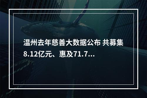 温州去年慈善大数据公布 共募集8.12亿元、惠及71.72万人次