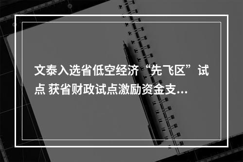 文泰入选省低空经济“先飞区”试点 获省财政试点激励资金支持
