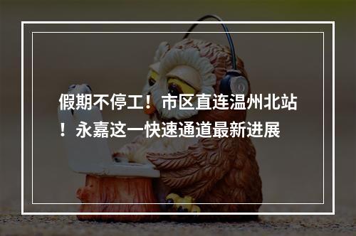 假期不停工！市区直连温州北站！永嘉这一快速通道最新进展