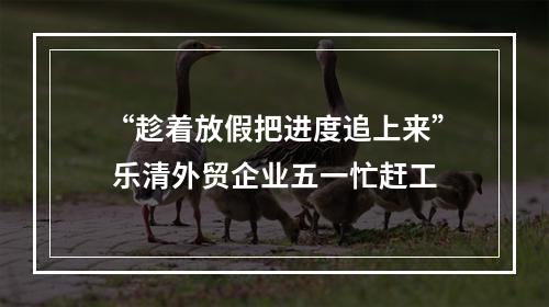 “趁着放假把进度追上来” 乐清外贸企业五一忙赶工