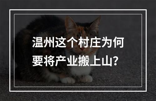 温州这个村庄为何要将产业搬上山？
