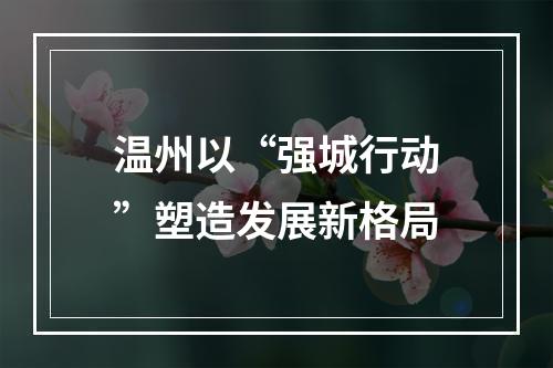 温州以“强城行动”塑造发展新格局