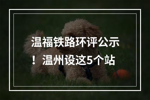 温福铁路环评公示！温州设这5个站