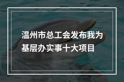 温州市总工会发布我为基层办实事十大项目