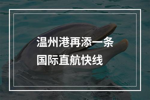 温州港再添一条国际直航快线