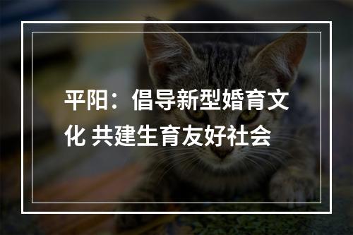 平阳：倡导新型婚育文化 共建生育友好社会