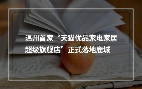 温州首家“天猫优品家电家居超级旗舰店”正式落地鹿城