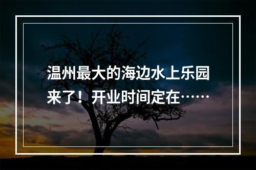 温州最大的海边水上乐园来了！开业时间定在……