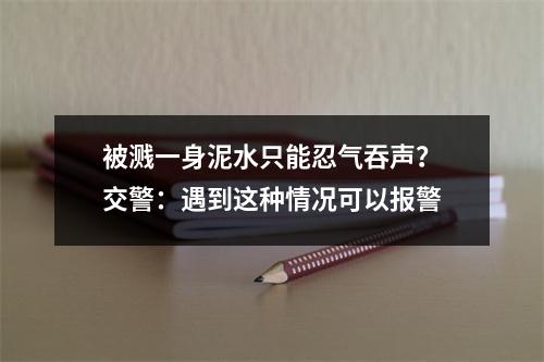 被溅一身泥水只能忍气吞声？交警：遇到这种情况可以报警