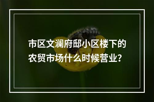 市区文澜府邸小区楼下的农贸市场什么时候营业？
