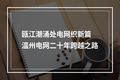 瓯江潮涌处电网织新篇 温州电网二十年跨越之路
