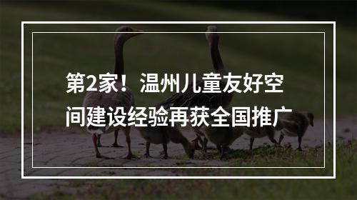 第2家！温州儿童友好空间建设经验再获全国推广