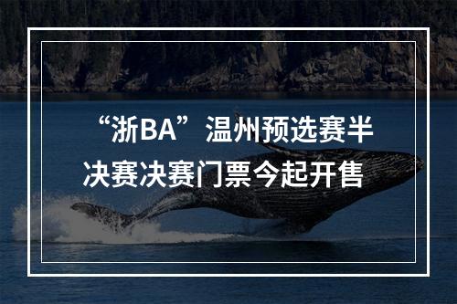 “浙BA”温州预选赛半决赛决赛门票今起开售