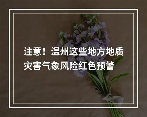 注意！温州这些地方地质灾害气象风险红色预警