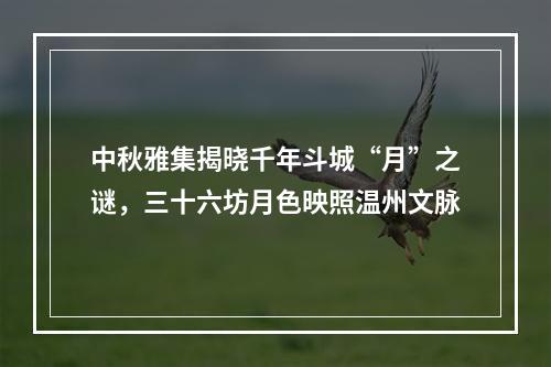 中秋雅集揭晓千年斗城“月”之谜，三十六坊月色映照温州文脉
