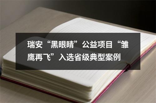 瑞安“黑眼睛”公益项目“雏鹰再飞”入选省级典型案例